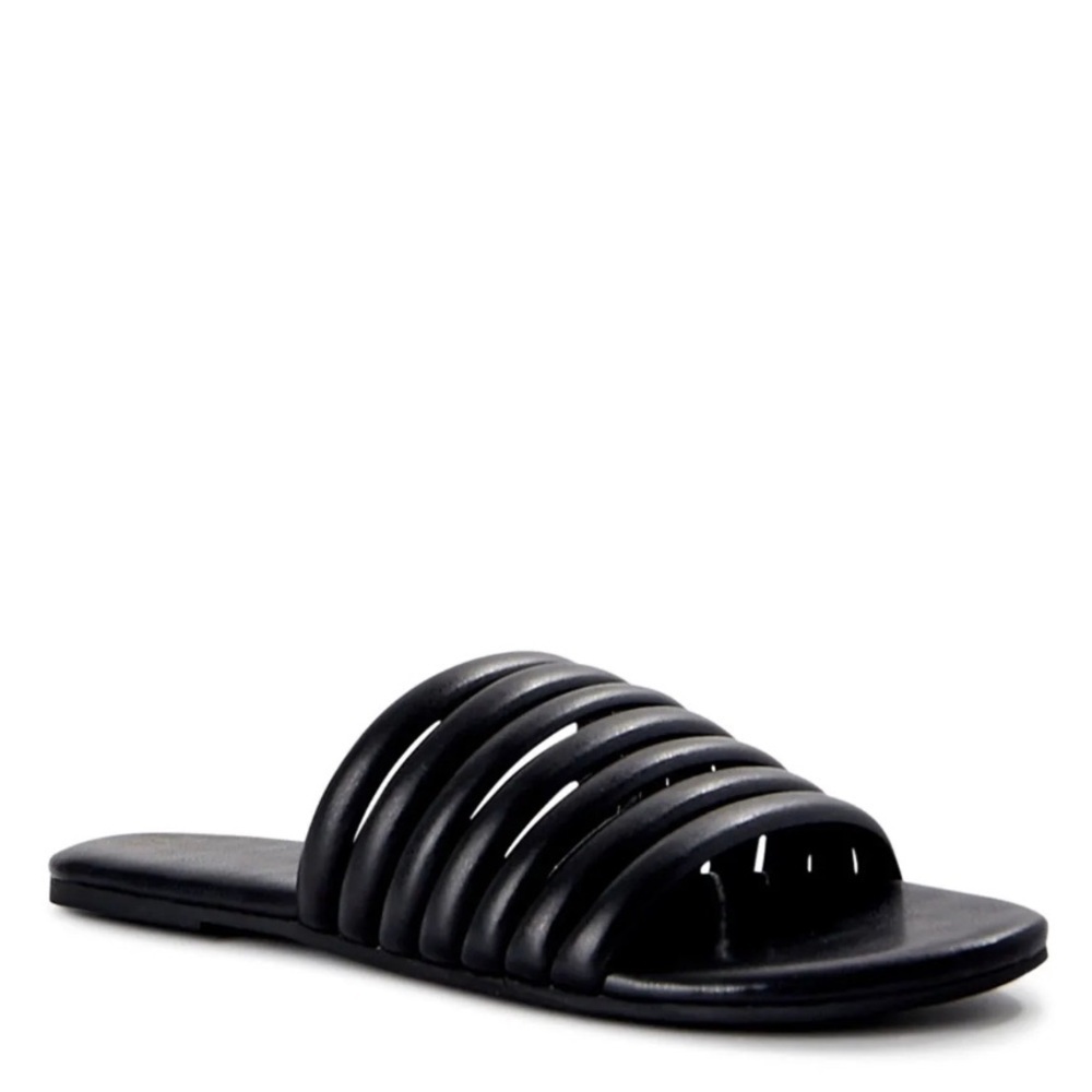 TIME AND TRU Black Tubular Band Slide Sandals Women's Size 8 Casual Summer Sanda